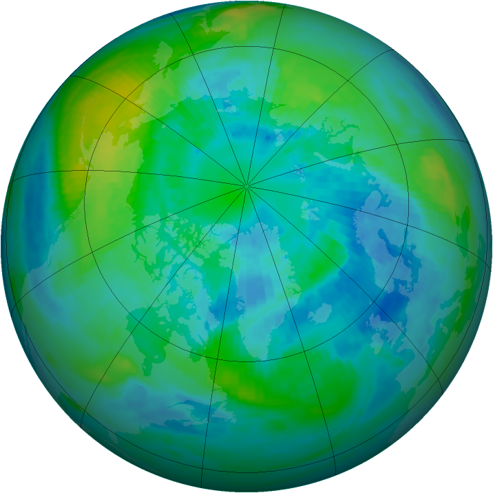 Arctic ozone map for 01 October 1985